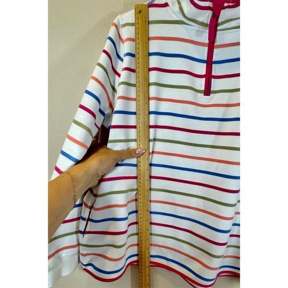 Woolovers Striped Organic Cotton Half Zip Sweatshirt Women's Crewneck Large - Picture 12 of 15